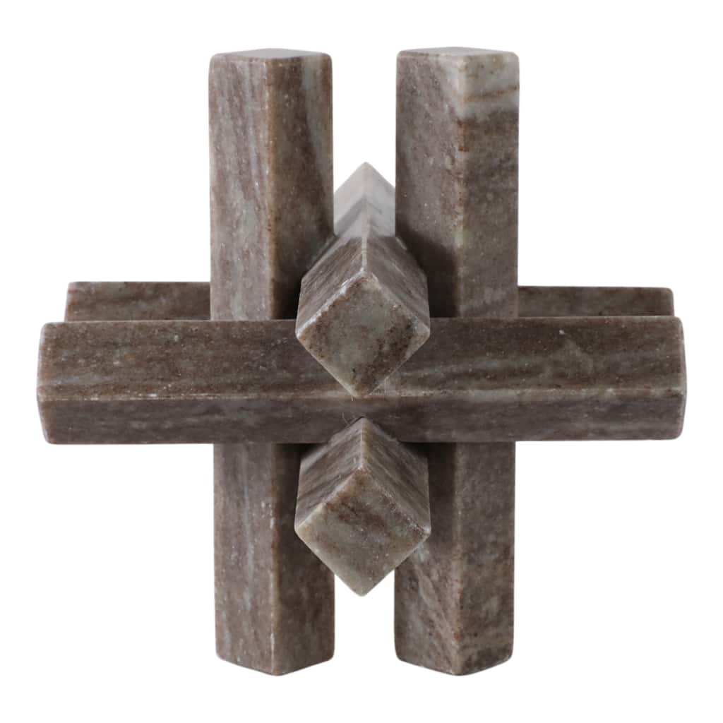 Stone Marble Decorative Object Modern Sculpture Home Decor - 7" Gray - 7" x 7" x 7"