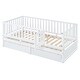 preview thumbnail 13 of 58, Twin Size Wood Daybed with Fence Guardrails and 2 Drawers, Split into Independent Floor Bed & Daybed