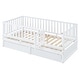 preview thumbnail 13 of 118, Wood Cribs Convertible Toddler Bed with Fence Guardrails and 2 Drawers Split into Independent Floor Bed and Daybed Slat Support