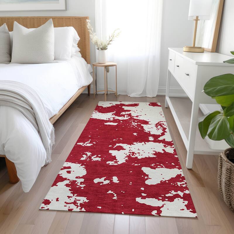 Machine Washable Indoor/ Outdoor Chantille Abstract Rug