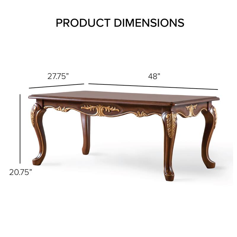 Furniture of America Mirabella Traditional Cherry Solid Wood 2-Piece Coffee Table and End Table Set with Carved Legs