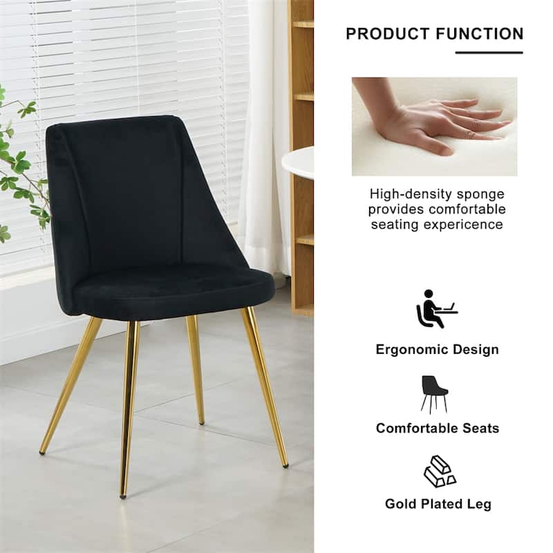 Modern Light Luxury Velvet Dining Chair with Metal Legs(Set of 4)