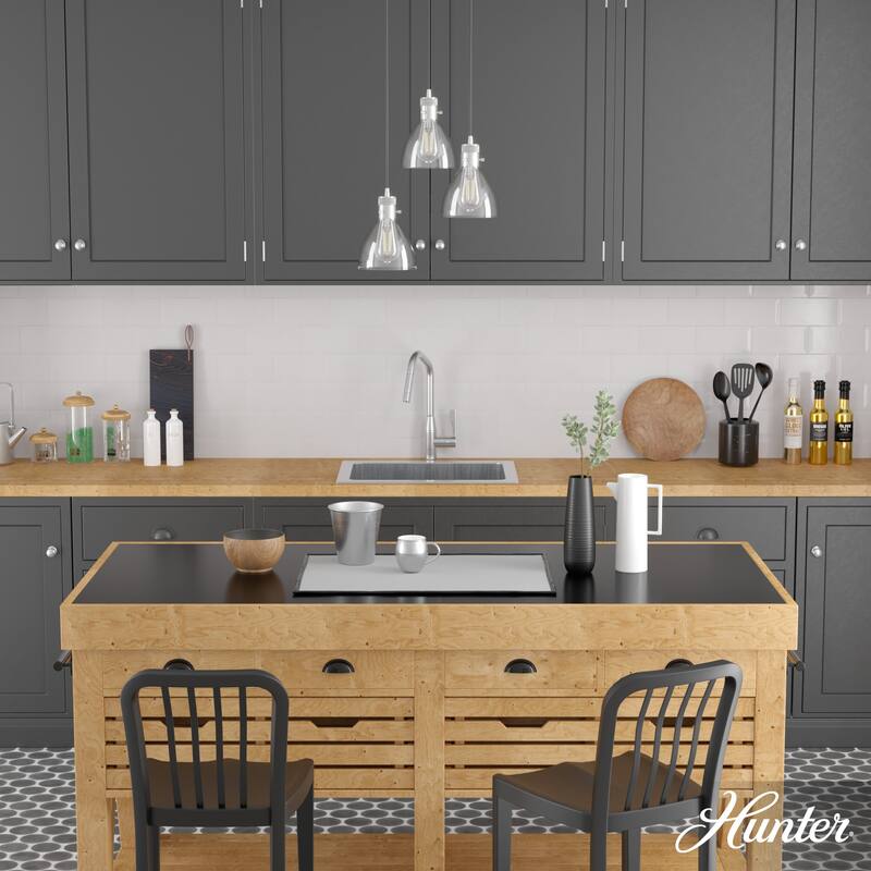 Hunter Van Nuys 3-Light Round Cluster Pendant - Kitchen Island, Dining Room, Entry - Vintage, Contemporary, Industrial