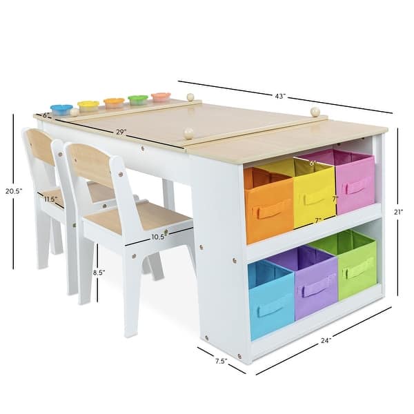 Milliard 2-in-1 Kids Art Table, Easel Table and Chair Set, Toddler Craft and Play Wood Activity Center, Storage Bins, Paper Roll