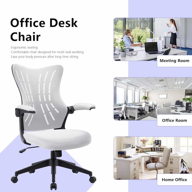 Homall Mid Back Mesh Office Desk Chair - Swivel Task Chair with Flip Arms and Lumbar Support