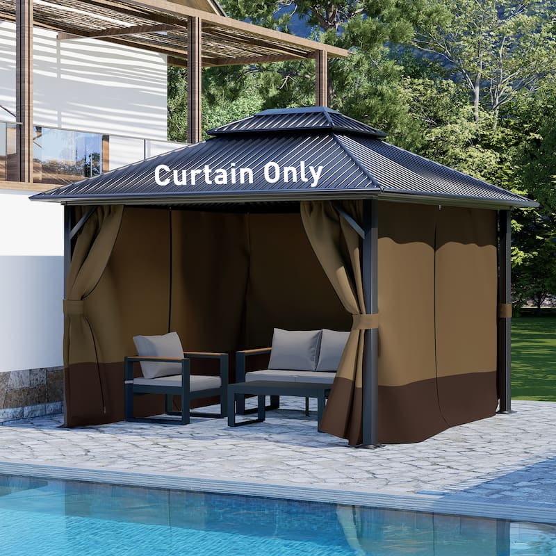 Aoodor Gazebo Curtain Replacement - Patio Privacy Curtains with Double Zipper(Curtain Only)