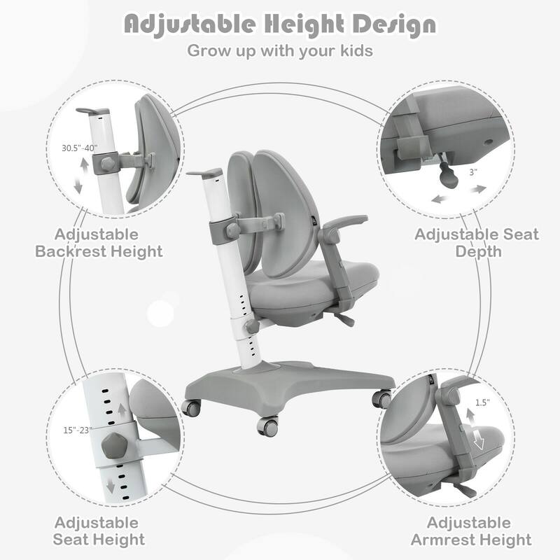 Gymax Kids Desk Study Chair Adjustable Height Depth w/ Sit-Brake - See Details