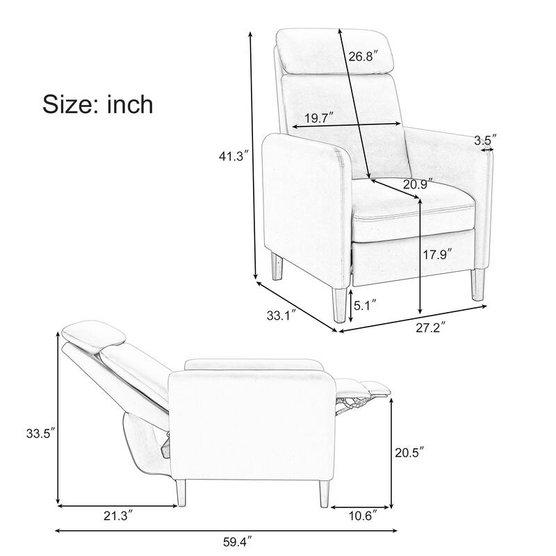 Mustard Green PU Leather High Back Lounge Chair Accent Recliner Chair