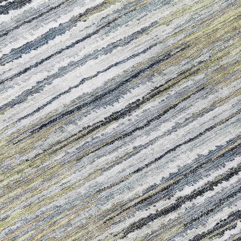 Machine Washable Indoor/ Outdoor Chantille Jagged Stripes Rug
