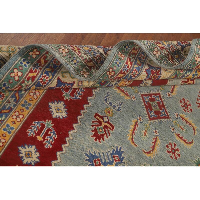 Light Blue Kazak Oriental Rug Hand-Knotted Living Room Wool Carpet - 9'9"x 12'8"