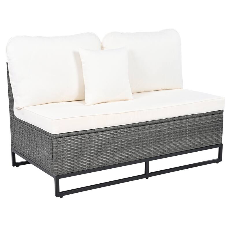7-Piece Outdoor Wicker Sectional Sofa Set, All-Weather Patio Rattan Furniture Set with Coffee Table and Pillows