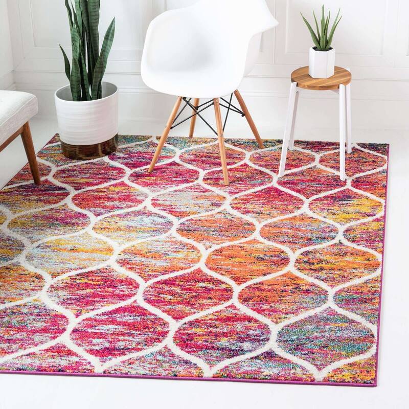 Contemporary Rosilan Collection Area Rug - 7'10" Square - Multi