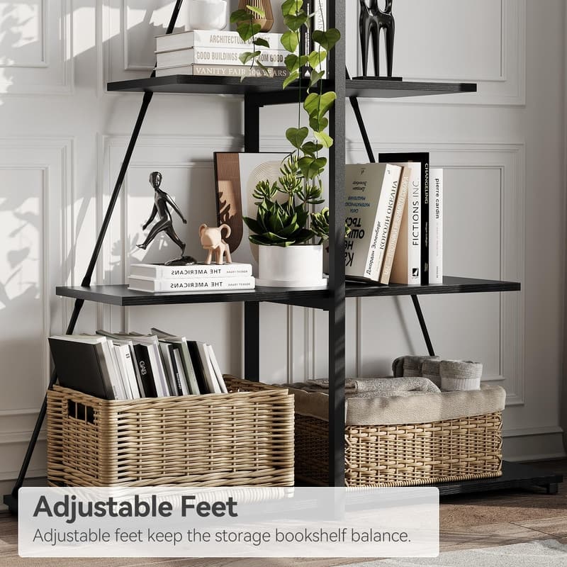 Boat Shaped 4-Tier Bookshelf Narrow Modern Bookcase