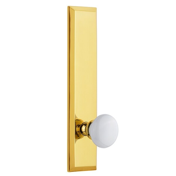 Grandeur FAVHYD_TP_PRV_234_RH Fifth Avenue Solid Brass Tall Plate Right Handed Privacy Door Knob Set with Hyde Park Knob and