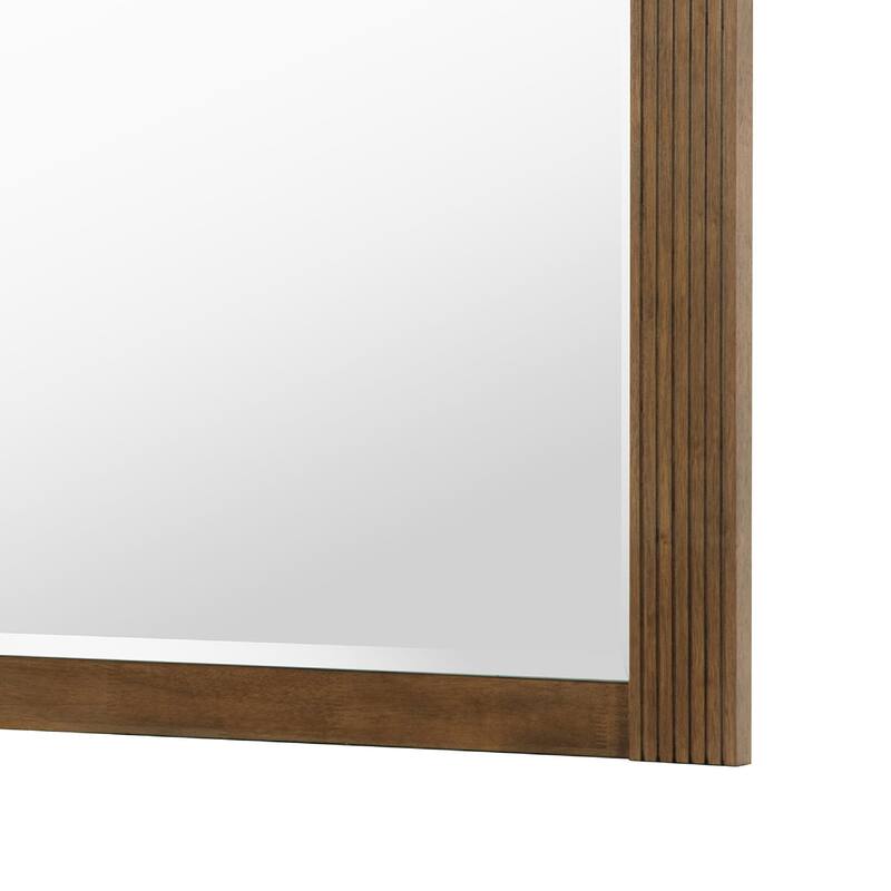 Reon Dresser Mirror, Ash Brown Wood Frame, Vertical Fluting, 38 Inch - Ash Brown
