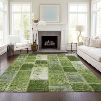 Machine Washable Indoor/ Outdoor Chantille Vintage Patchwork Rug