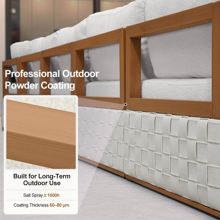 PURPLE LEAF GLFSF L-Shaped White sofa Outdoor Couch for Yard Porch Deck Patio Conversation Sets