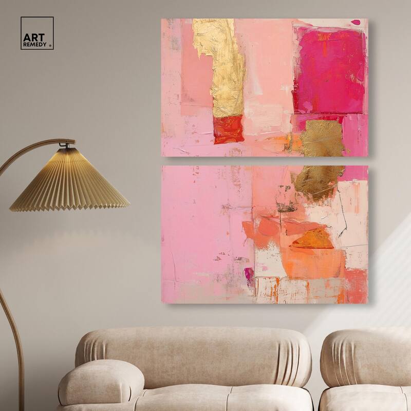 Petal Patchwork I Canvas Set of 2 by Art Remedy, Gallery Wrapped