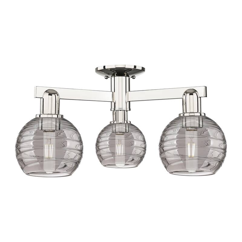 Innovations Lighting Downtown Urban - Athens Deco Swirl - 3 Light 23" Semi-Flush Mount - Polished Nickel