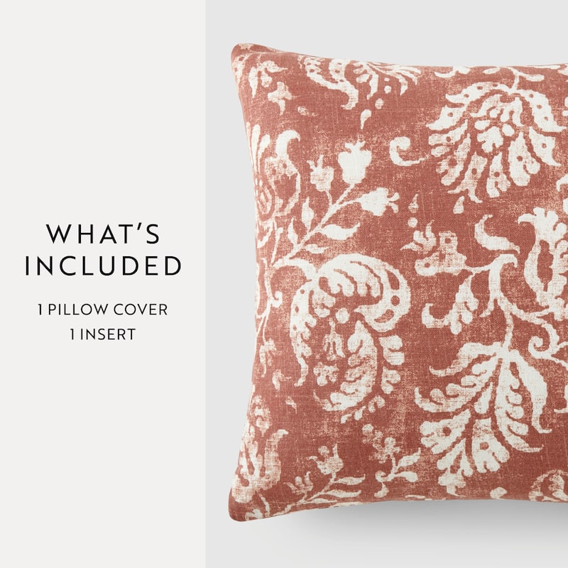 Elegant Patterns Cotton Decor Throw Pillow in Distressed Floral
