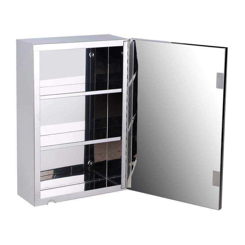 Medicine Cabinets 21 3/4" x 13 3/4" Stainless Steel Cabinet with Mirror and Hardware Opens Left to Right Renovators Supply