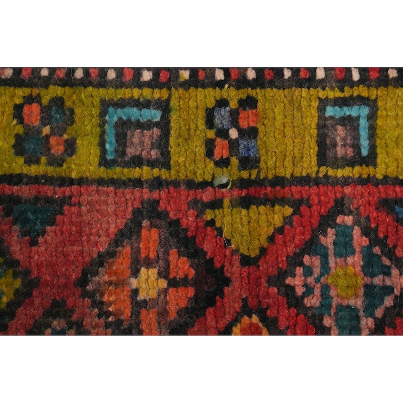 Hand Knotted Oriental 100% Wool Carpet Traditional Geometric Red Ardebil Runner Rug - 10' 2'' X 3' 8''