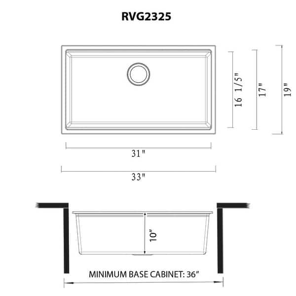 Ruvati 33-inch epiRock Workstation Charcoal Black Undermount Kitchen Sink - RVG2325CK