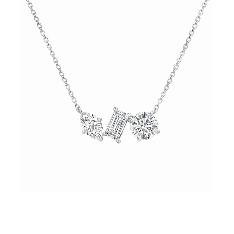 Auriya 14K Gold Lab Grown Toi Et Moi Diamond Pendant Necklace 1.40ct. tw. (F-G VS) - White