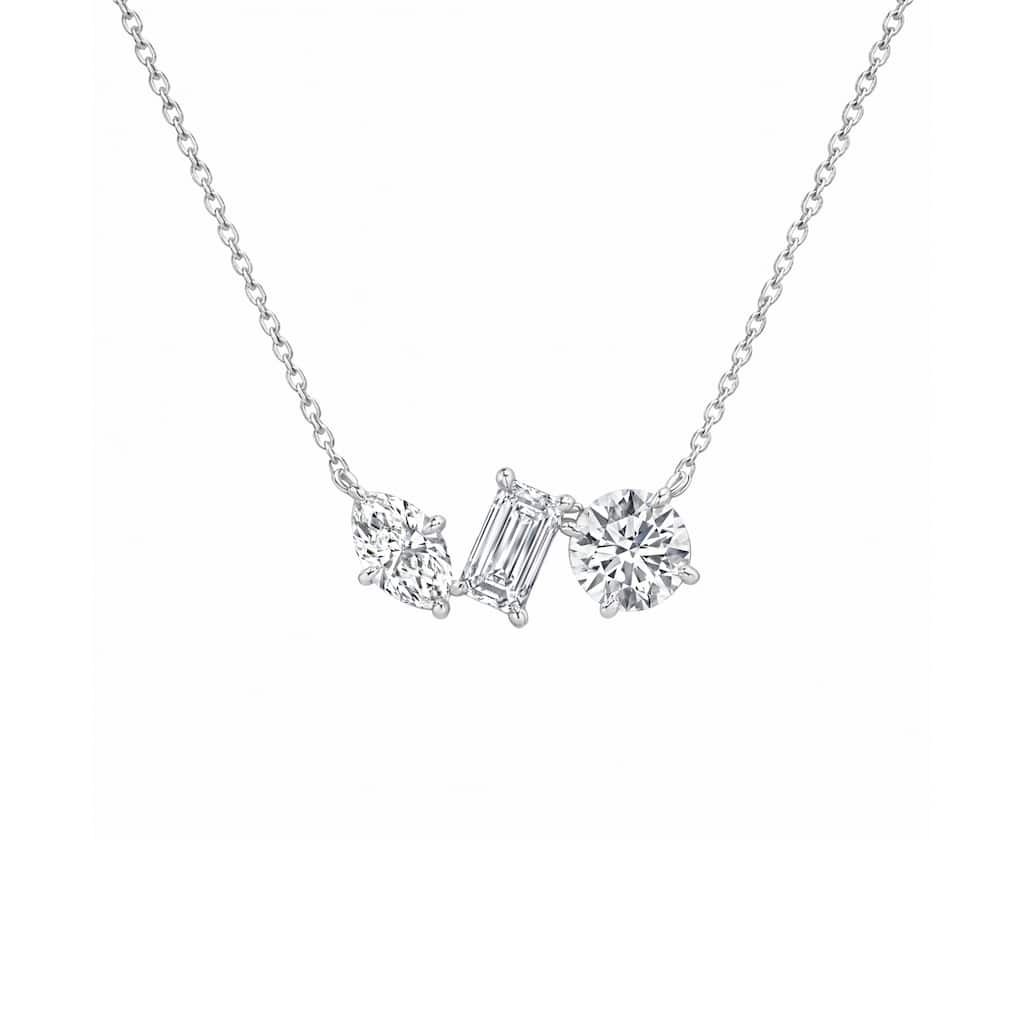 Auriya 14K Gold Lab Grown Toi Et Moi Diamond Pendant Necklace 1.40ct. tw. (F-G VS)