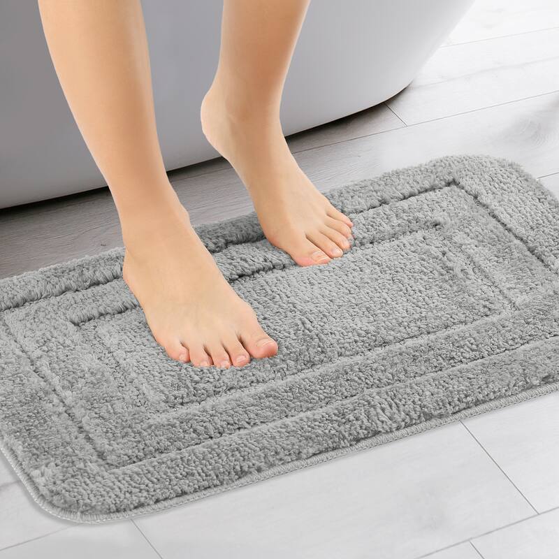 Bathroom Rug, Soft Absorbent Bathroom Rug, Non Slip Plush Bath Rug Machine Washable Dry Bath Mat for Bathroom Floor - Dark Gray - 20" x 32"
