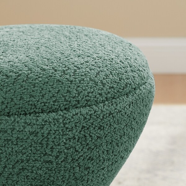 VANOMi Djembe Boucle Upholstered Ottoman, Pouf, Vanity Stool for