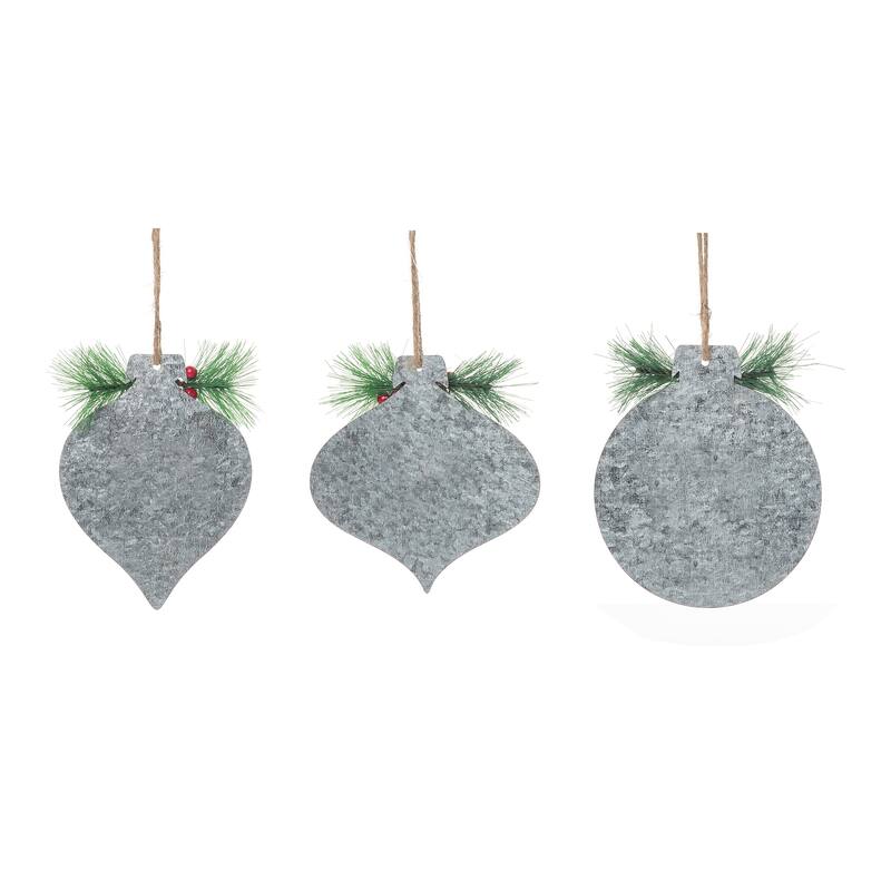Transpac Metal 5.51 in. Multicolored Christmas Buffalo Plaid Ornament Set of 3