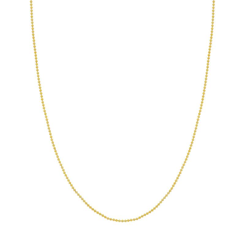 Curata 14k Yellow Gold 1.5mm Diamond Cut Bead Chain Necklace (Lobster) Options: 16 18 20