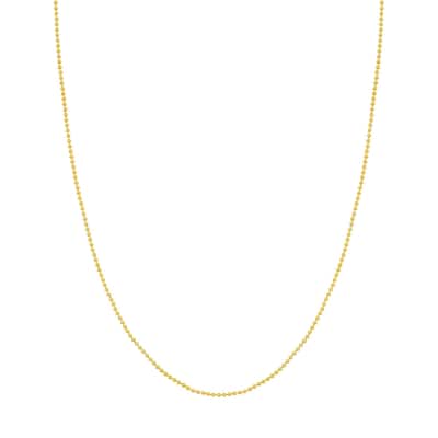 Curata 14k Yellow Gold 1.5mm Diamond Cut Bead Chain Necklace (Lobster) Options: 16 18 20