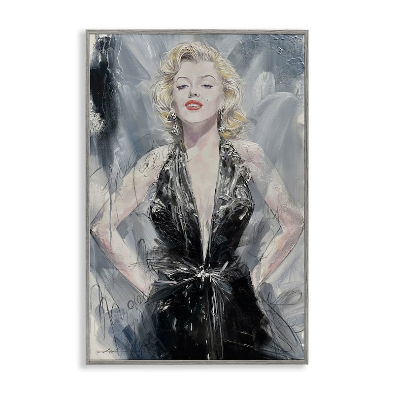 Stupell Classic Stylish Marilyn Framed Giclee Art Design By Lucille Lee - 12 x 18 - Grey