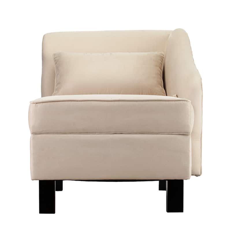 SEI Furniture Avery Transitional Beige Fabric Chaise Lounge w/ Storage