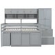preview thumbnail 8 of 12, Full Size Loft Bed Storage Kids Bed with Storage Compartments, Shelf, Wardrobe, Storage Stairs, Under-bed Desk, Cabinets, Grey