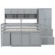 preview thumbnail 8 of 27, Full Size Wooden Loft Bed with Rolling Desk, Wardrobe, Storage Staircase, Drawers and Shelves, Space-Saving Solution, Grey