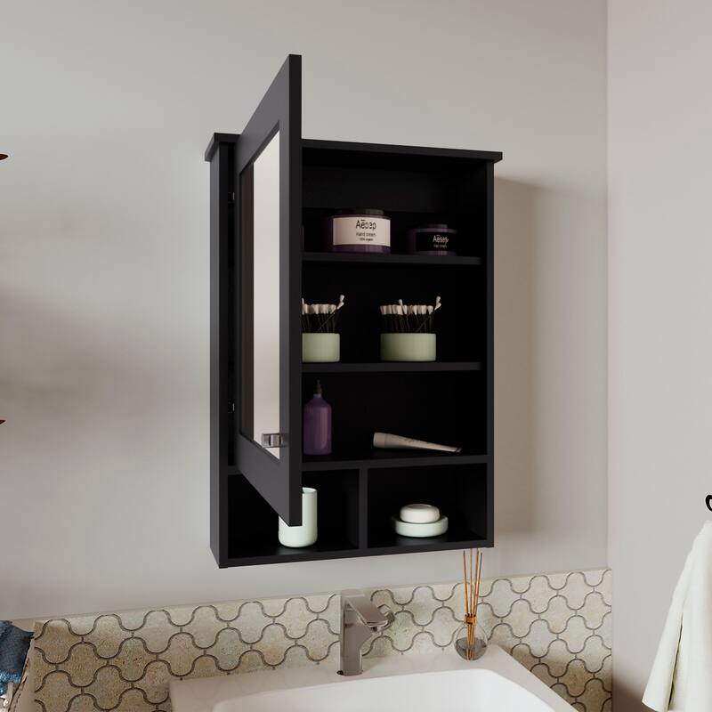 Wall-Mounted Medicine Cabinet with Mirror, 5 Shelves, 1 Door, Compact Storage Solution for Bathroom