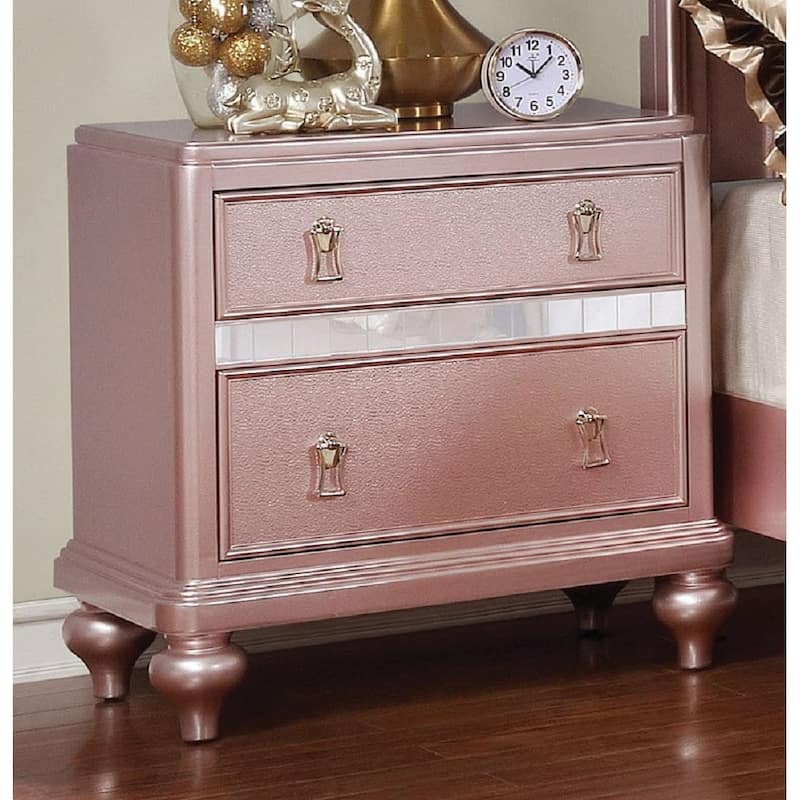 Gibson Clarita Glam Wood 2-Drawer Nightstand by Silver Orchid - Rose Gold