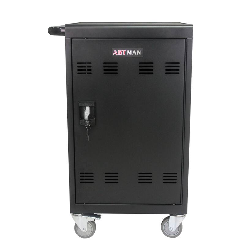 Mobile Charging Cart and Cabinet for Tablets Laptops 30-Device - Matt Black