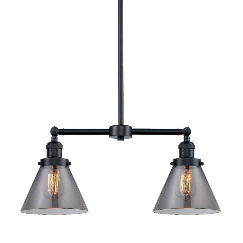 Innovations Lighting Large Cone 2 Light 21" Wide Linear Chandelier - Oil Rubbed Bronze / Smoked