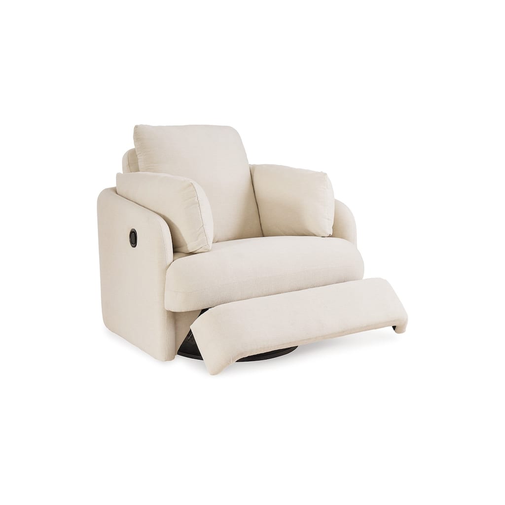 Meso Swivel Manual Glider Recliner Chair, Ivory Nuvella Polyester