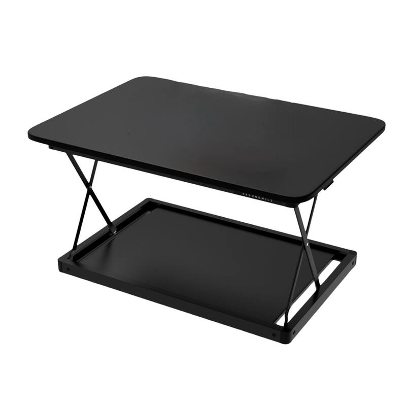Black Stainless Steel Adjustable Standing Desk Converter with Glossy Finish - Black