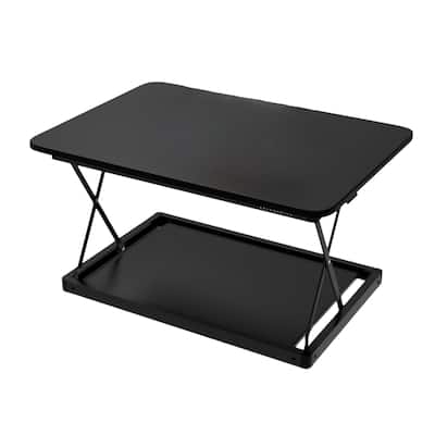 Black Stainless Steel Adjustable Standing Desk Converter with Glossy Finish