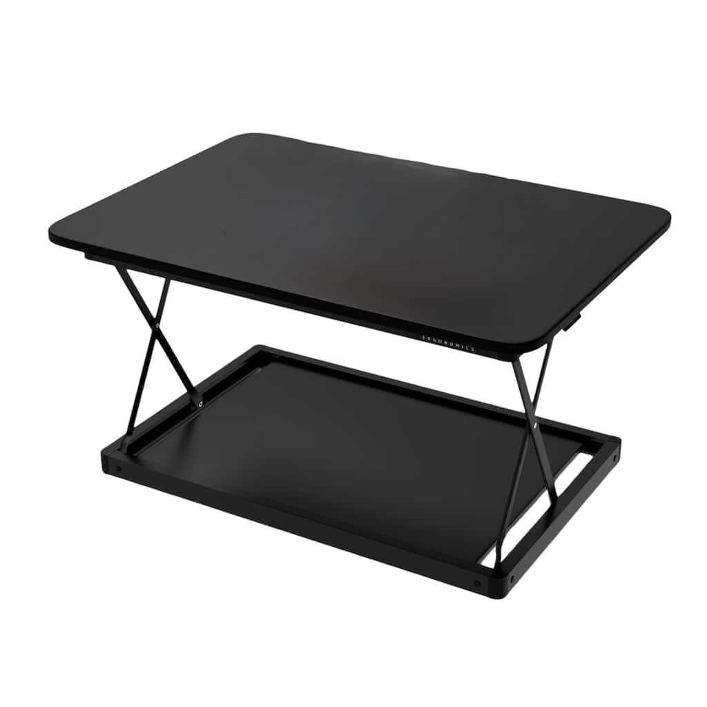 Black Stainless Steel Adjustable Standing Desk Converter with Glossy Finish