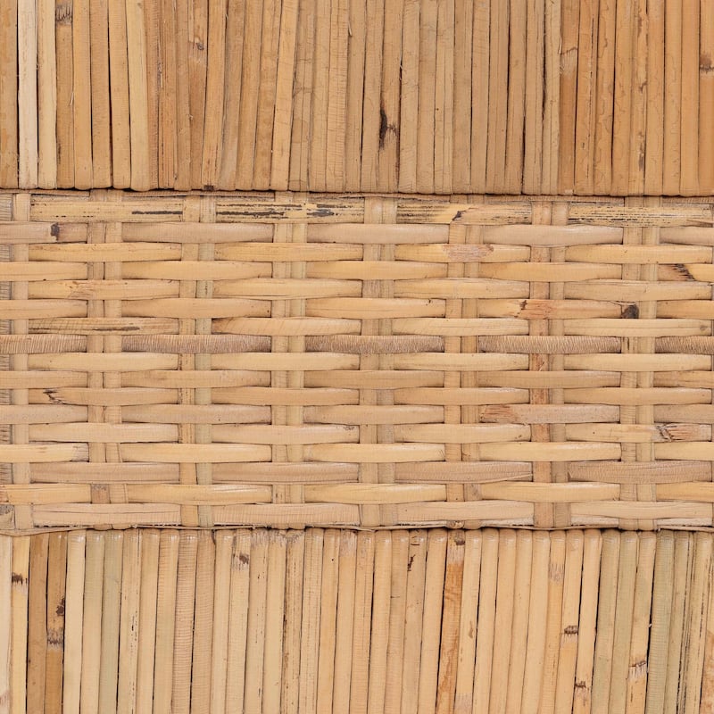 Kalimantan Natural Rattan Bed - Coastal Boho Style Bed Frame with Woven Detailing, Queen