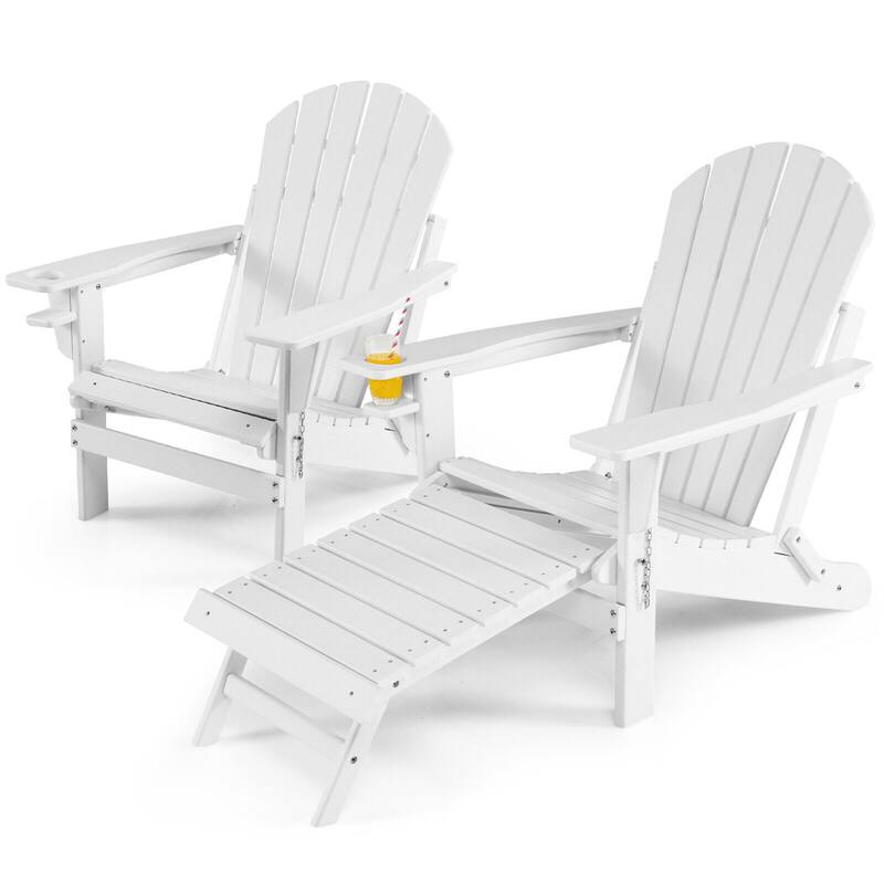 Gymax 2PCS Folding Adirondack Chair HDPE Patio Lounge Chair w/