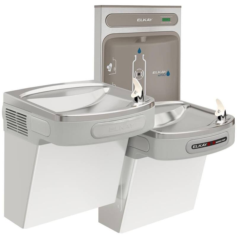 Elkay EZH2O Wall Mounted Bi-Level Drinking Fountain and Hands Free - Natural