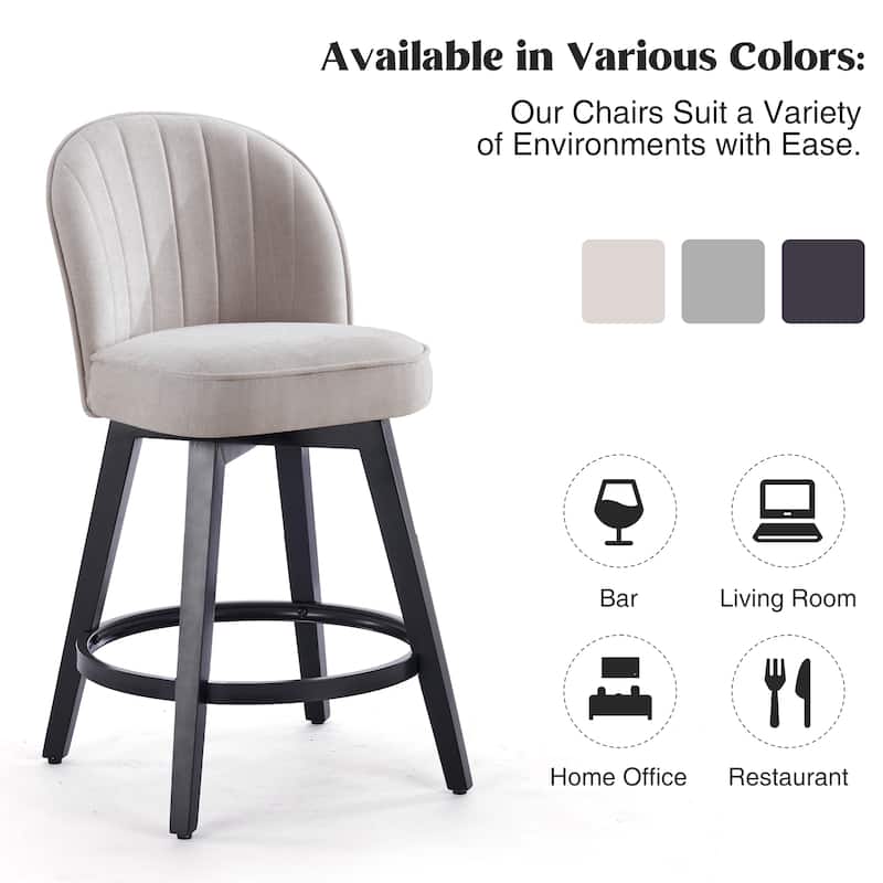 HOMYKA Swivel Bar Stool with Wood Legs Set of 4